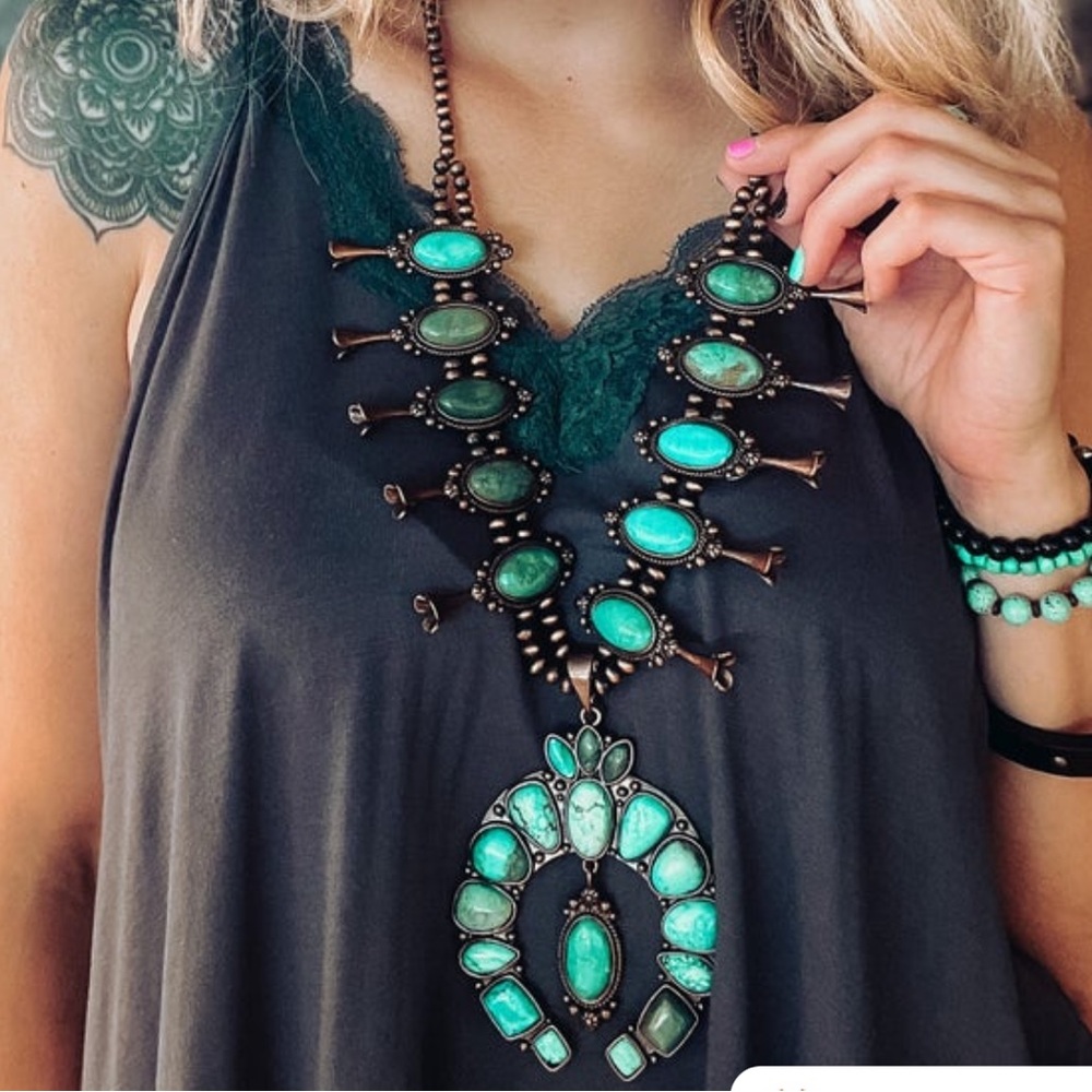 Copper & (faux) Turquoise Large Squash
Necklace